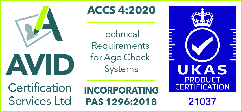 AVID and UKAS certification logos for ACCS 4:2020 technical requirements, displayed side by side.