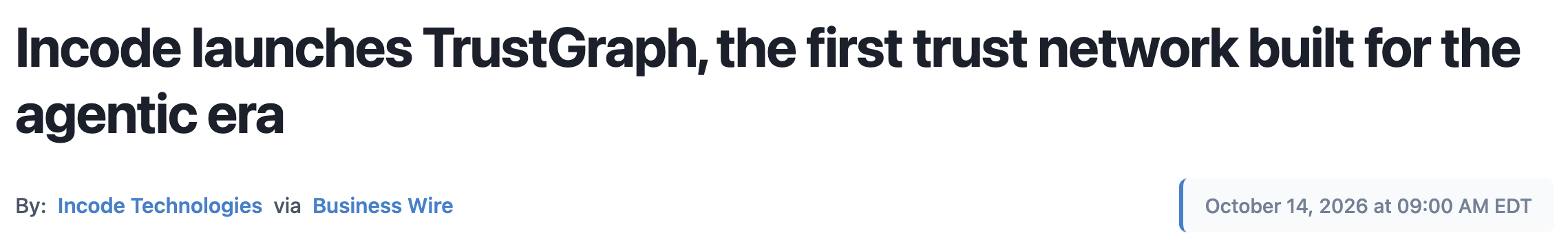 Screenshot of the Factor This headline announcing Incode’s TrustGraph launch
